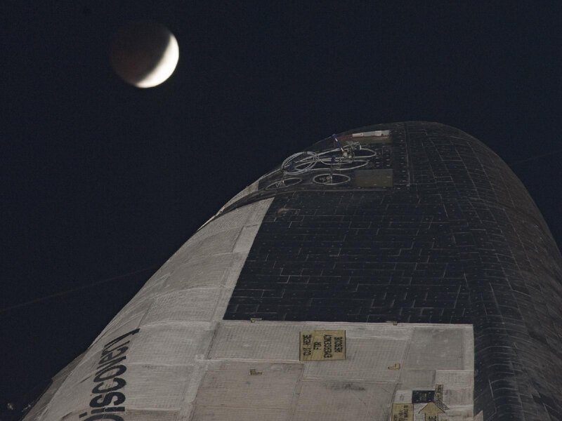 Space shuttle and moon