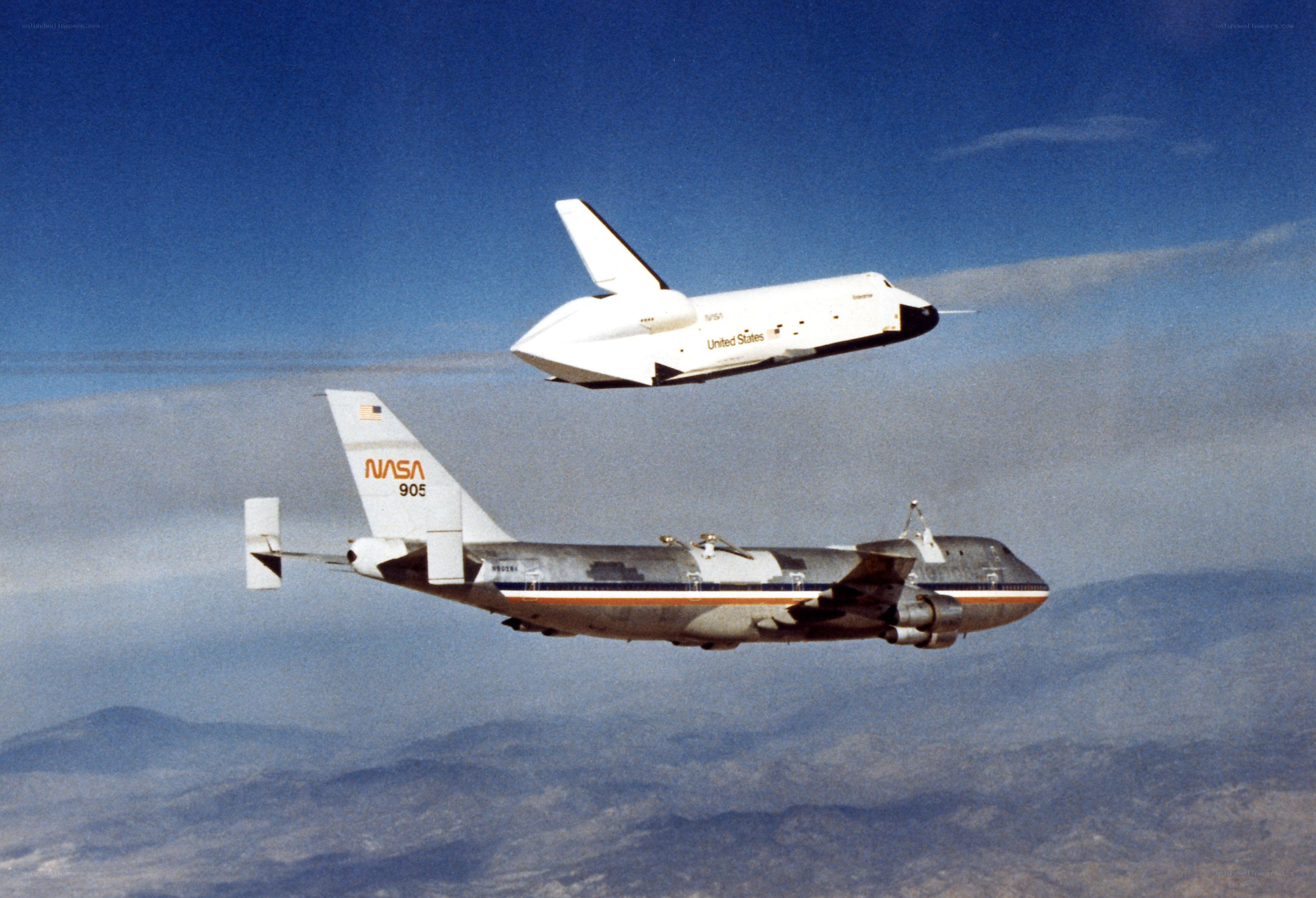 Space shuttle and NASA aircraft