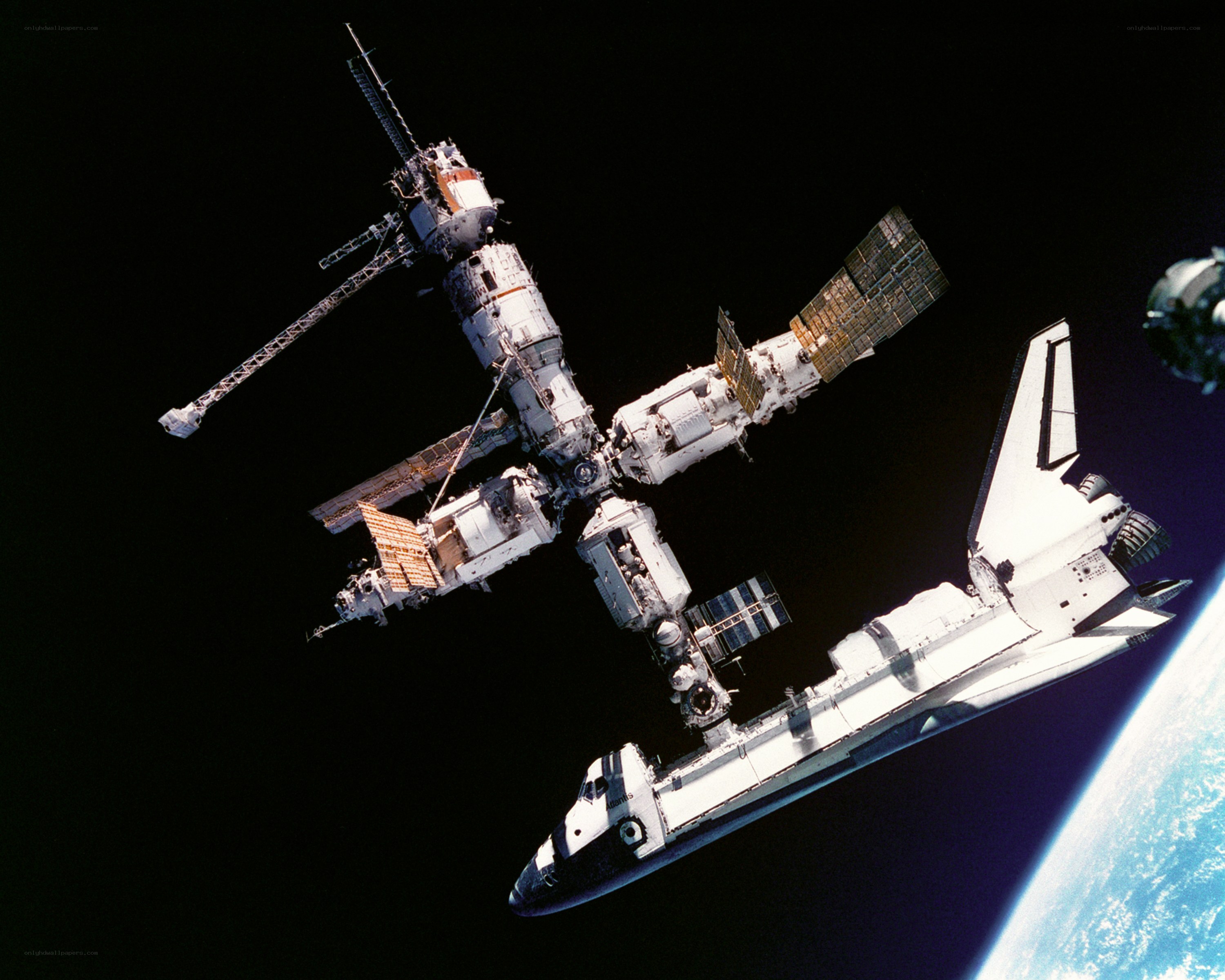 Space shuttle and space station