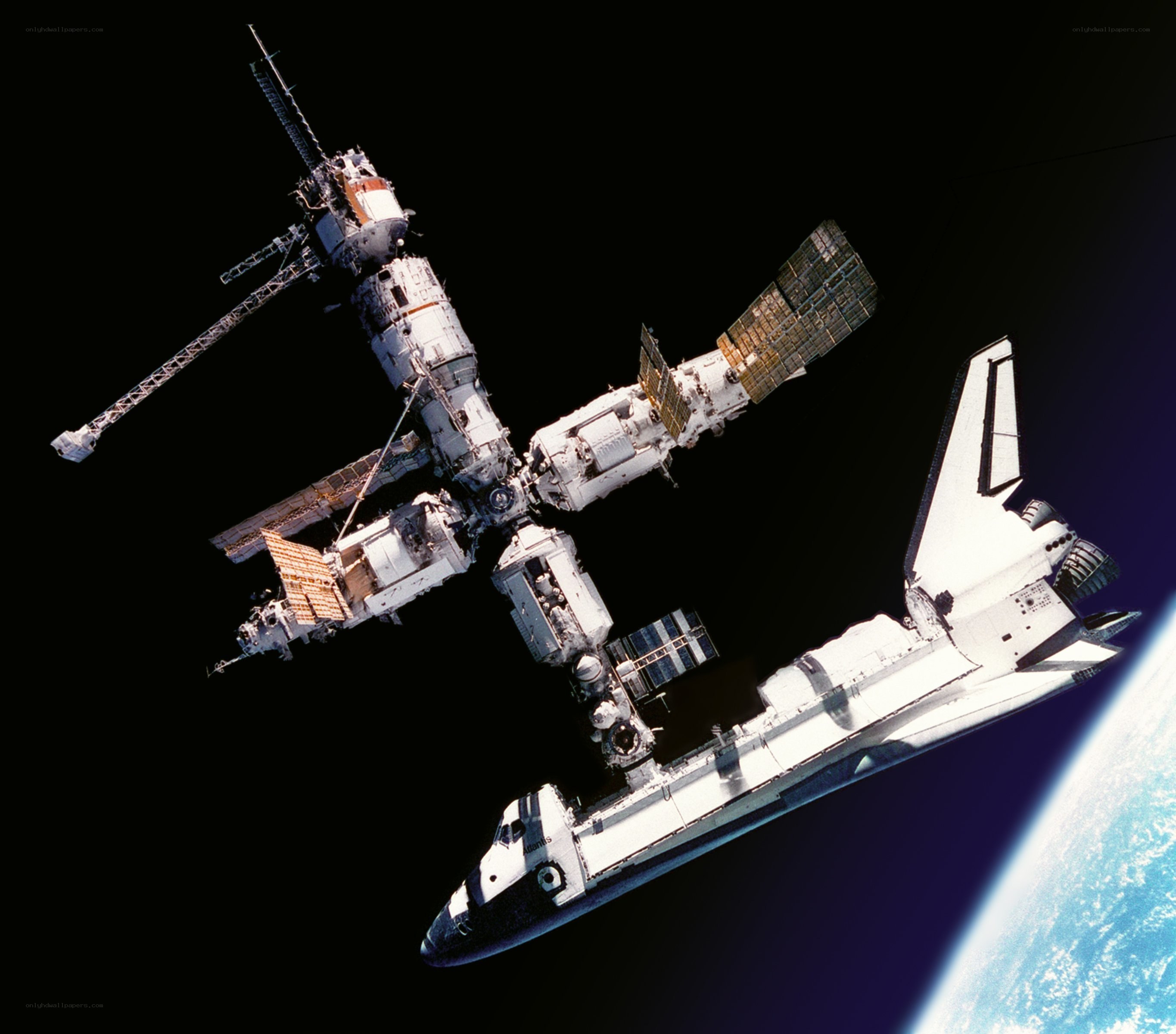 Space shuttle and space station