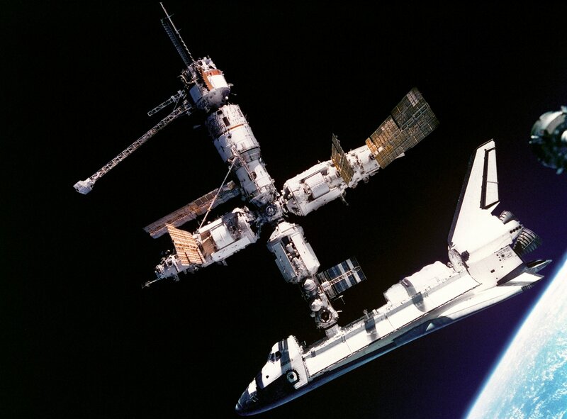 Space Shuttle and Space Station — White