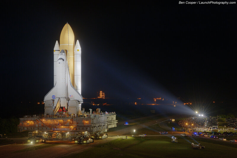 Space shuttle at night