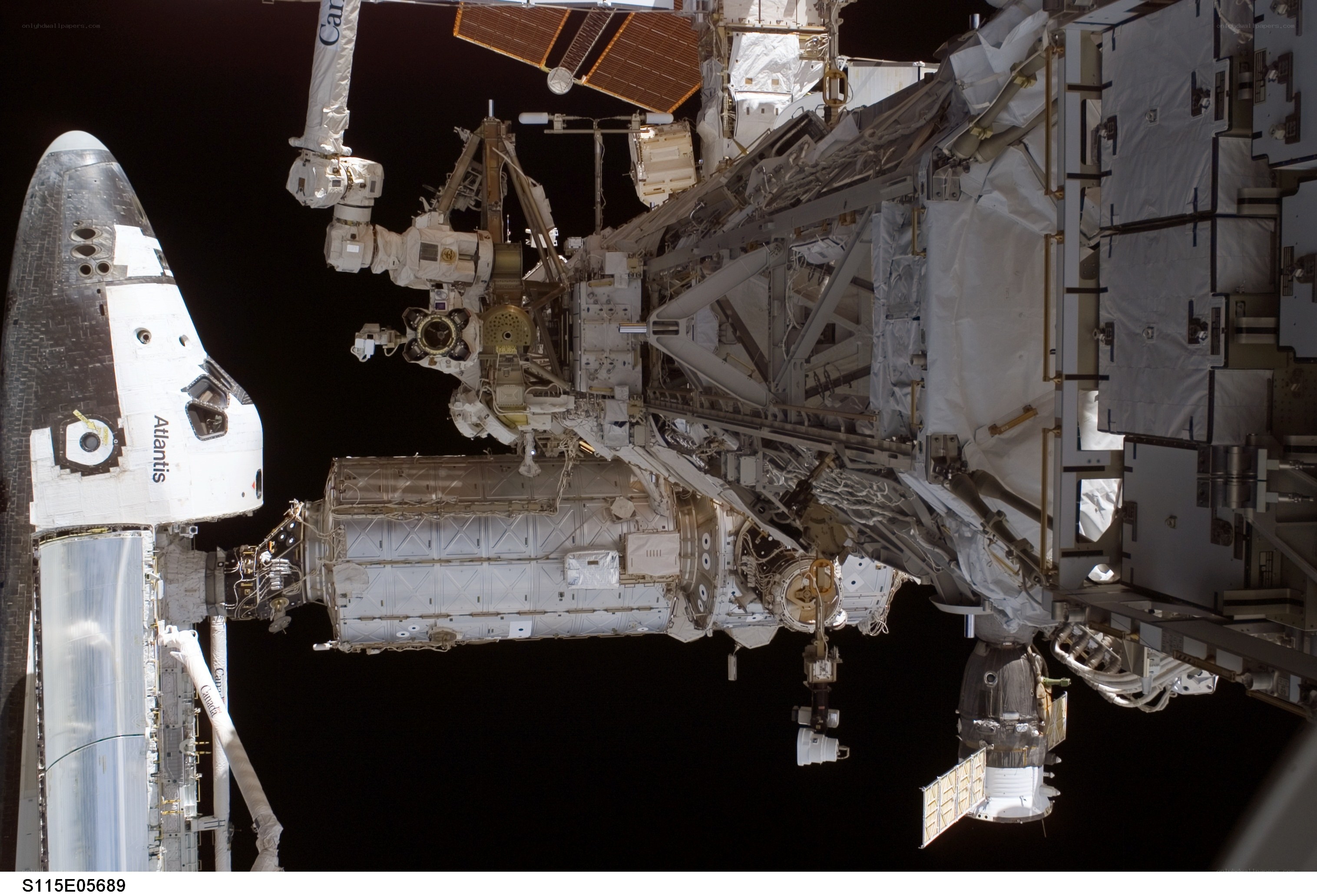 Space shuttle Atlantis docked