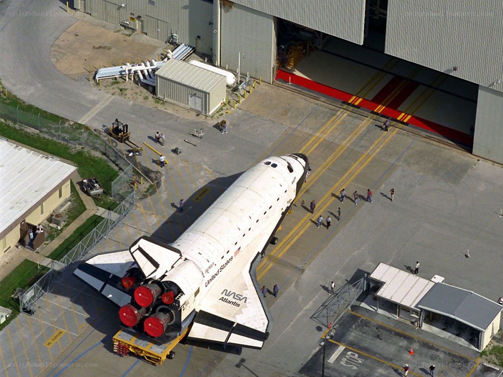 Space shuttle Atlantis on tarmac