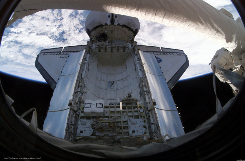 Space shuttle cargo bay view