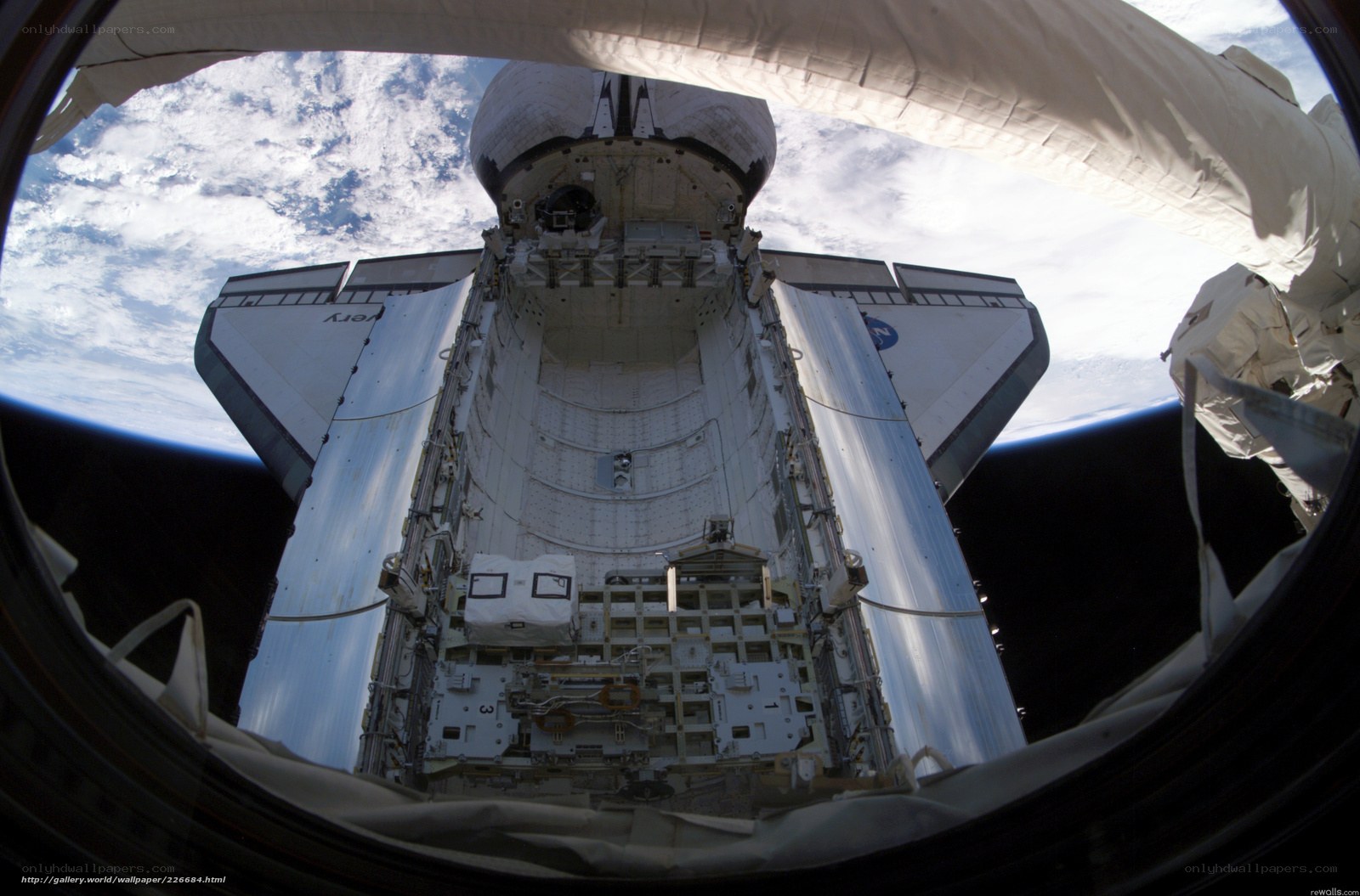 Space shuttle cargo bay view