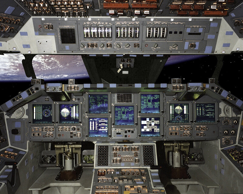 Space shuttle cockpit view