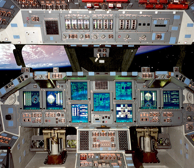 Space shuttle cockpit view