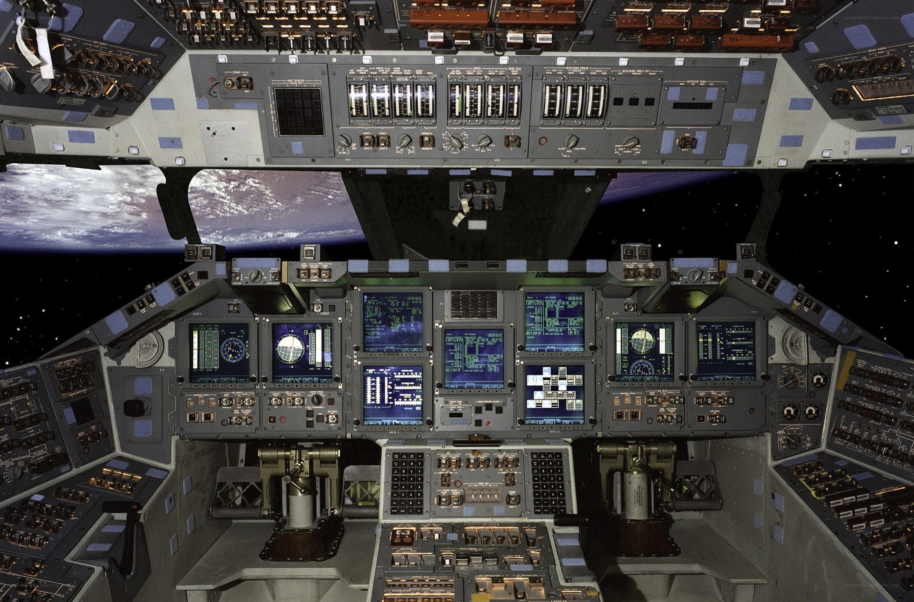 Space shuttle cockpit view