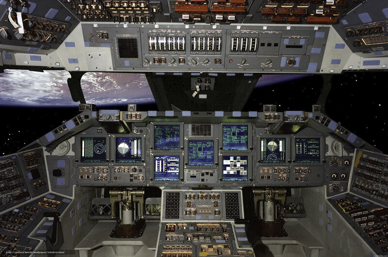 Space shuttle cockpit view