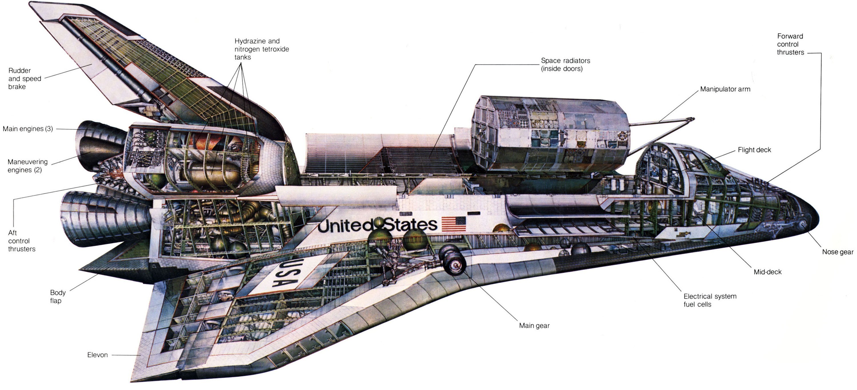 Space shuttle cross-section diagram