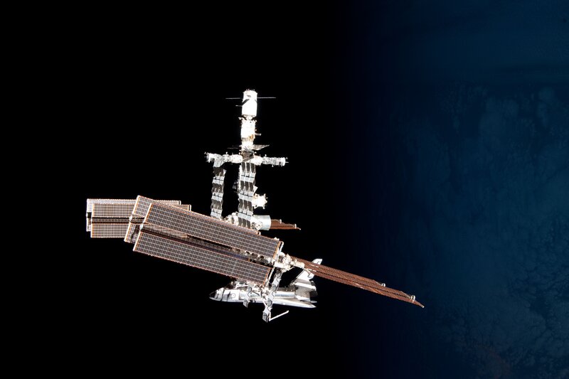 Space shuttle docked with ISS
