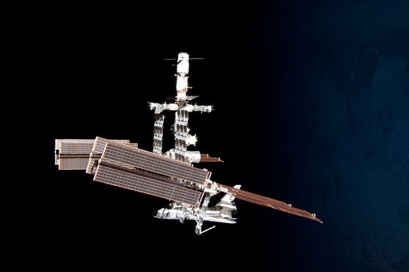 Space shuttle docked with ISS