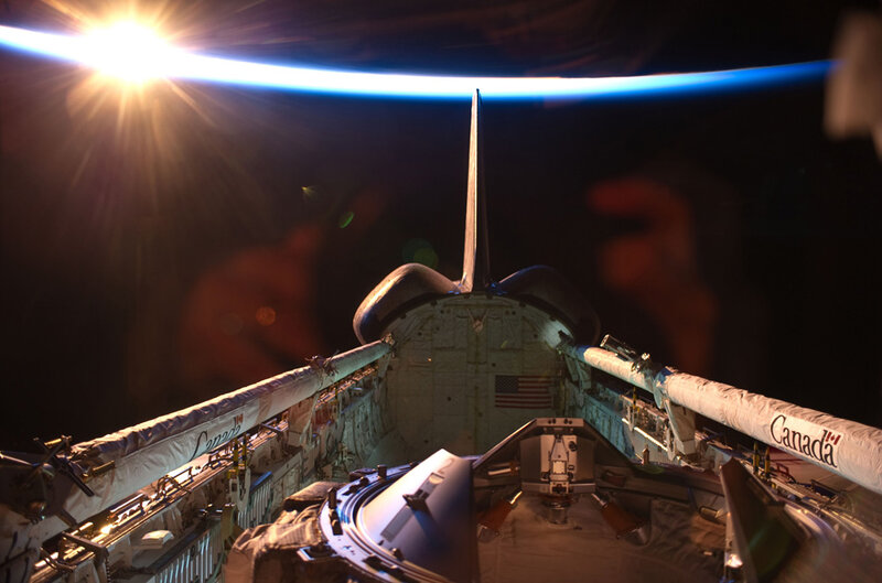 space shuttle docking view