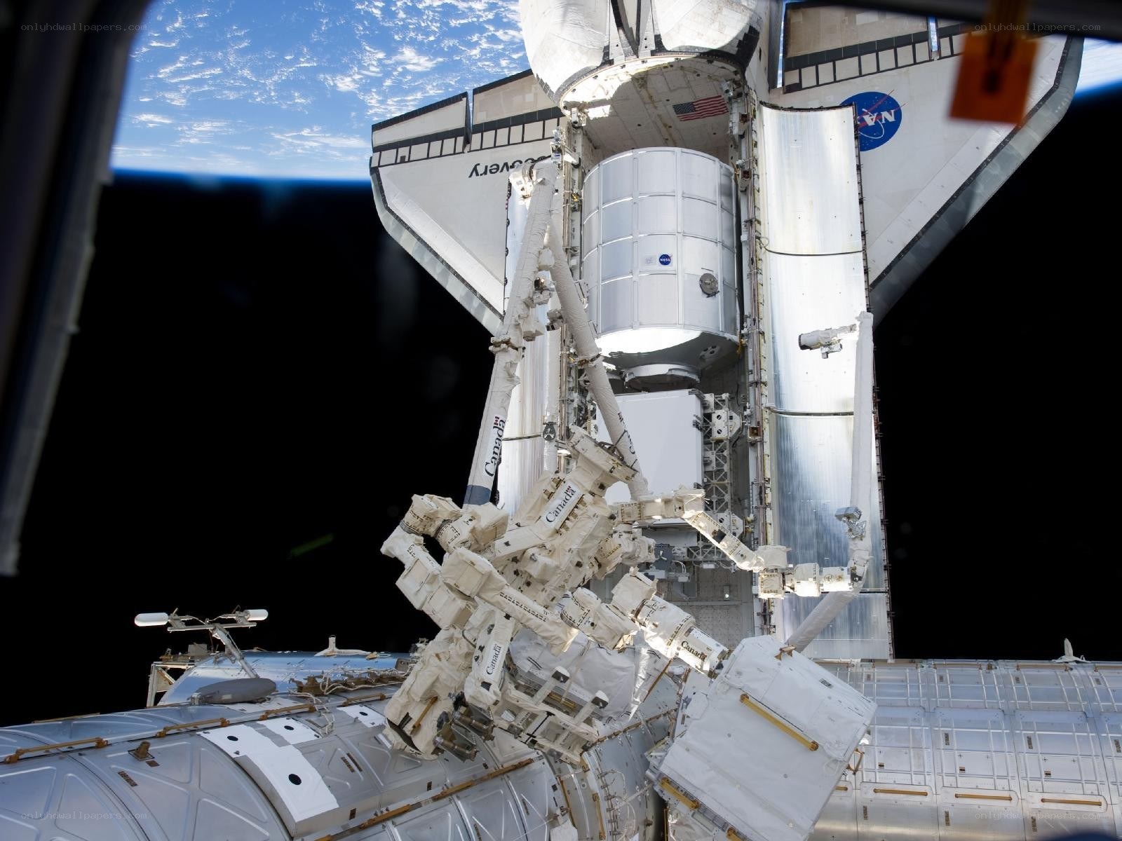 Space shuttle docking with ISS
