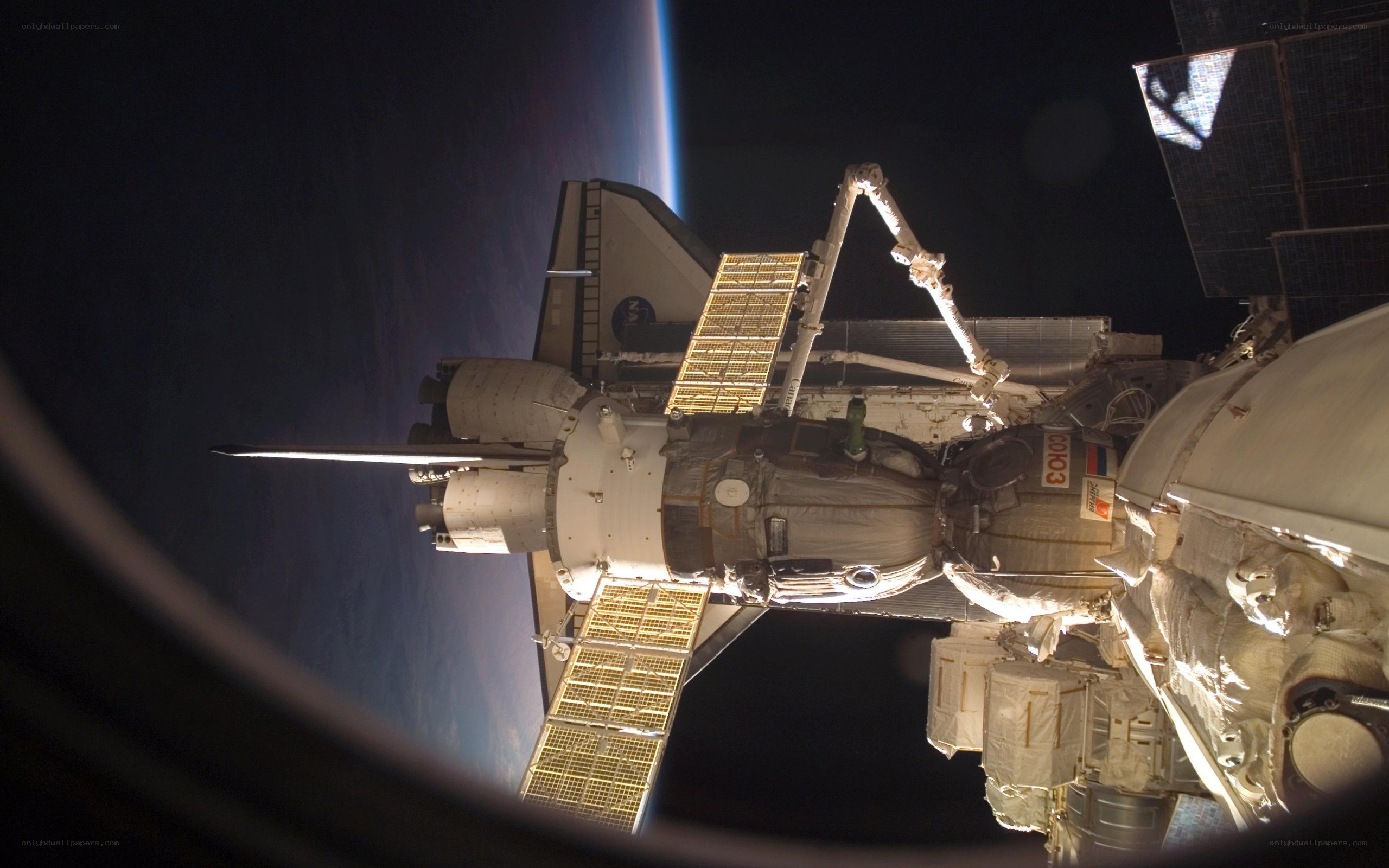 Space shuttle docking with ISS