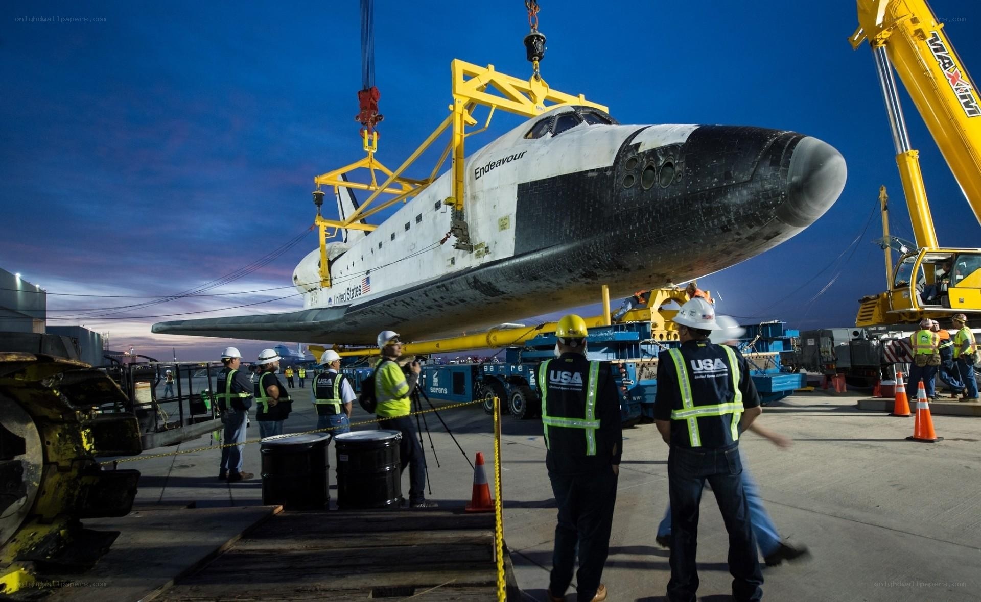 Space shuttle Endeavour being transported