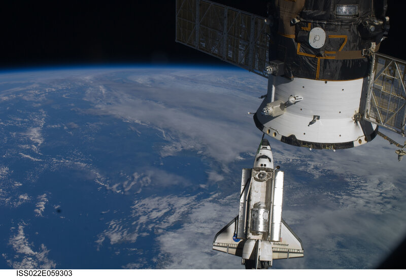 Space shuttle Endeavour docked with ISS