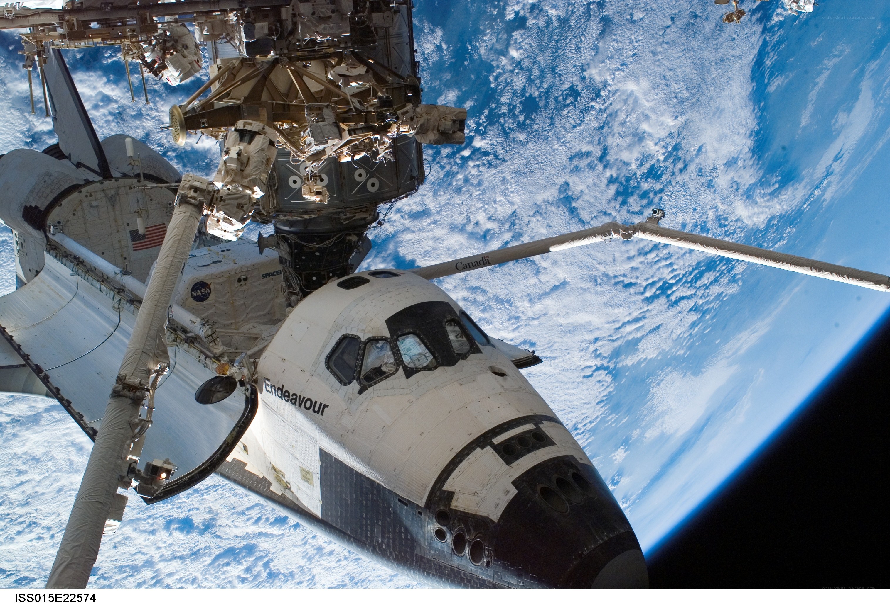 Space shuttle Endeavour docked