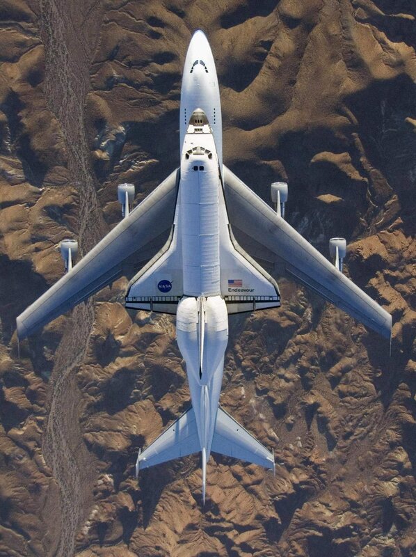 Space shuttle Endeavour on carrier aircraft
