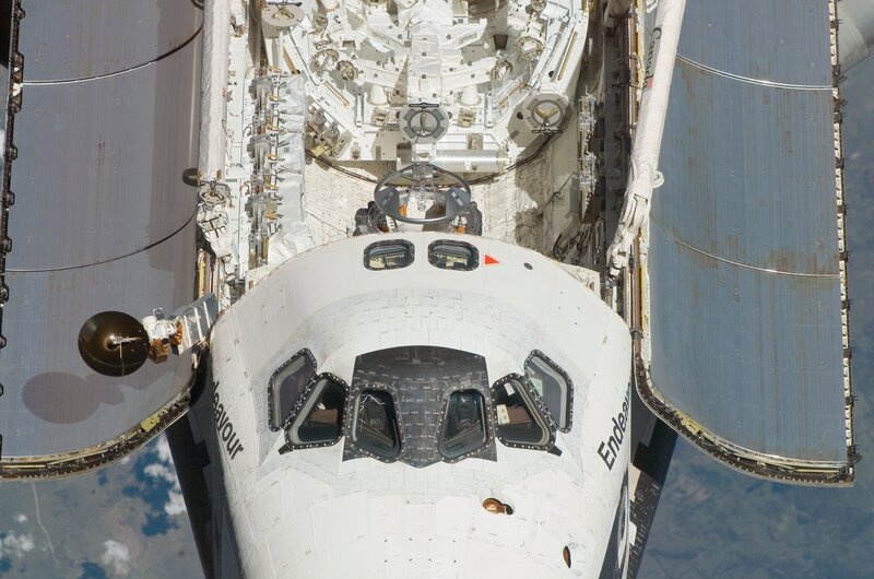 Space Shuttle Endeavour — White, Dramatic, Photograph, International Space Station