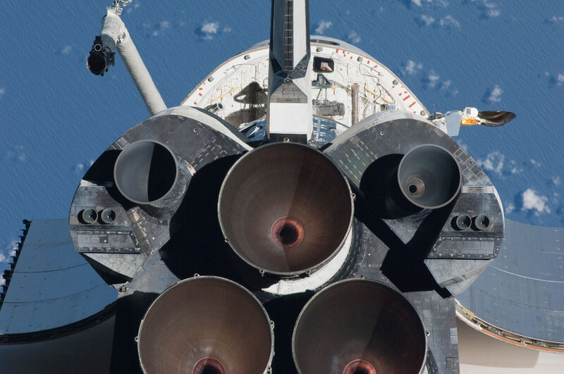 Space shuttle engines from above