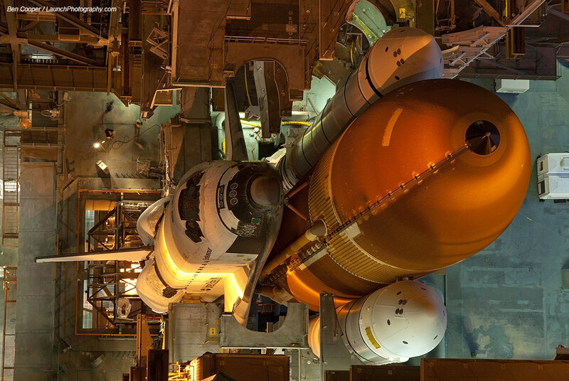 Space shuttle in assembly facility