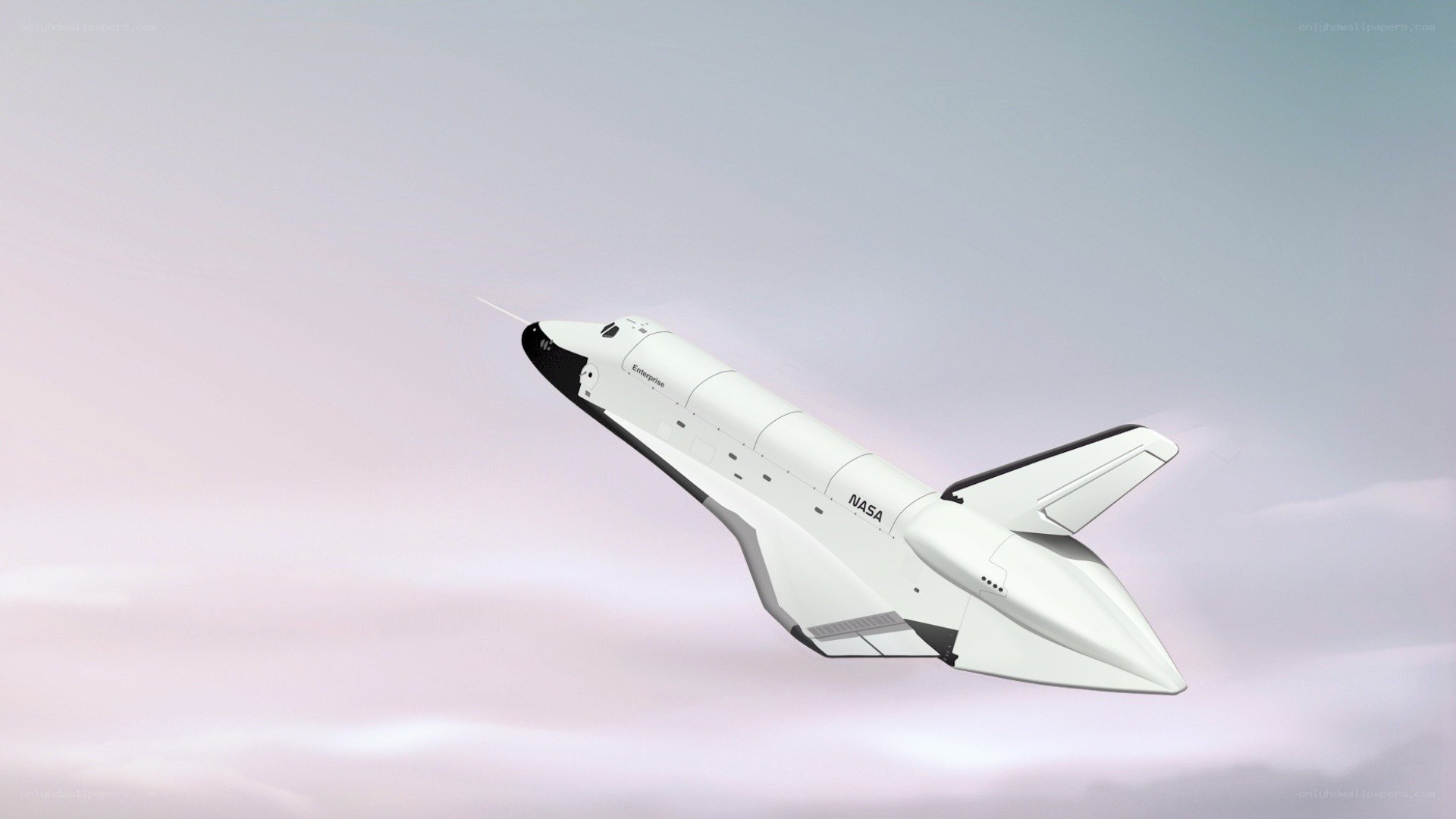 Space shuttle in flight