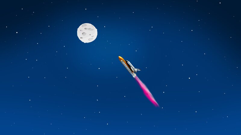 Space Shuttle in Flight — Blue, Serene, Night