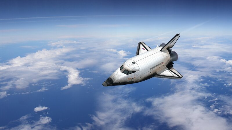 Space Shuttle in Flight — Blue, Serene