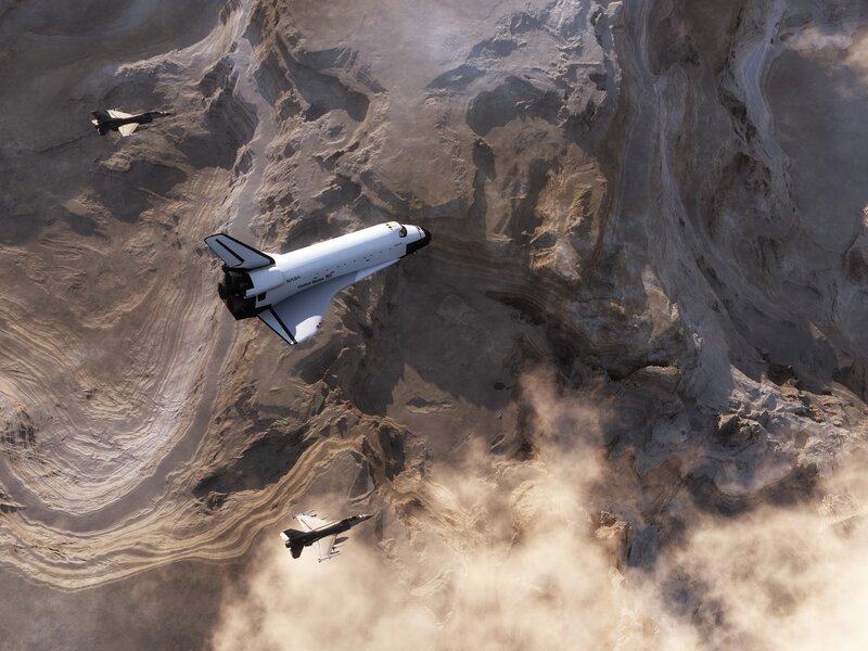 Space Shuttle in Flight — White