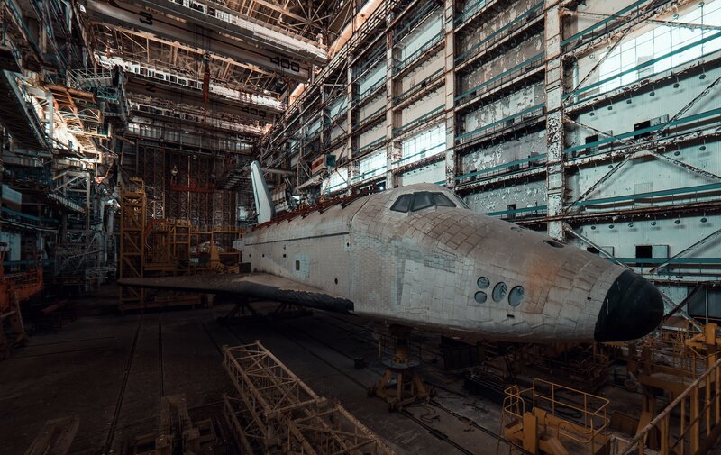 Space Shuttle in Hangar — Gray