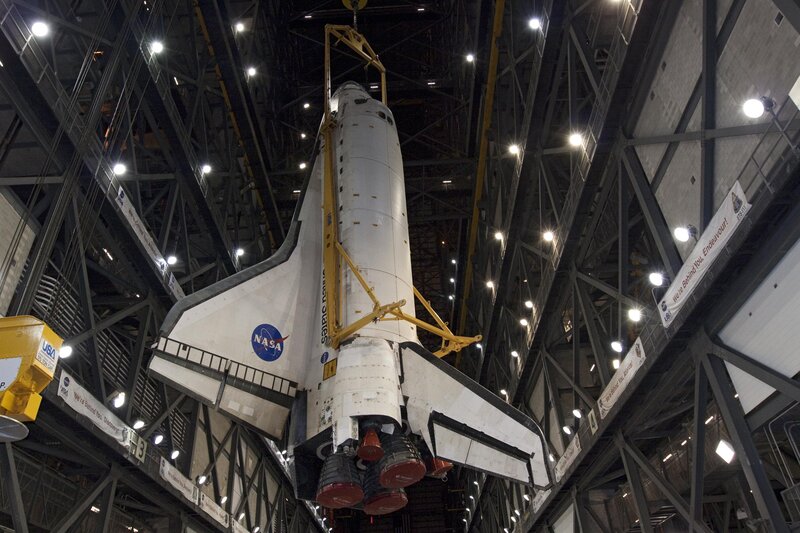 Space shuttle in hangar