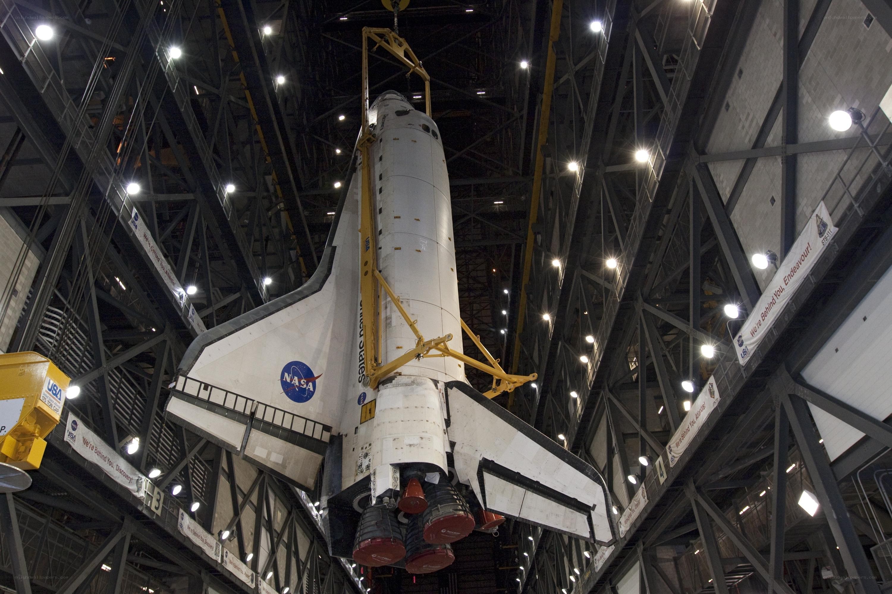 Space shuttle in hangar