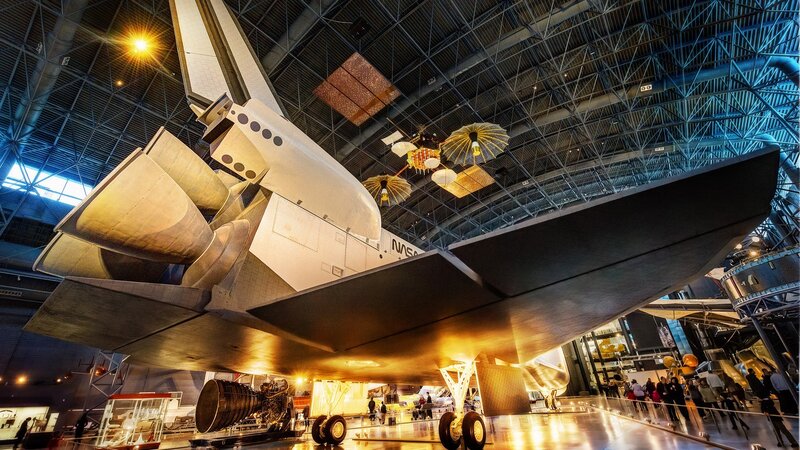 Space Shuttle in Museum — White, Dramatic