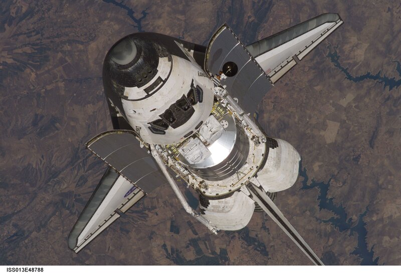 Space shuttle in orbit