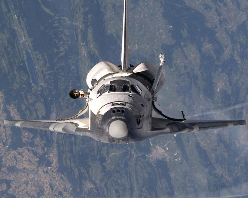 Space shuttle in orbit