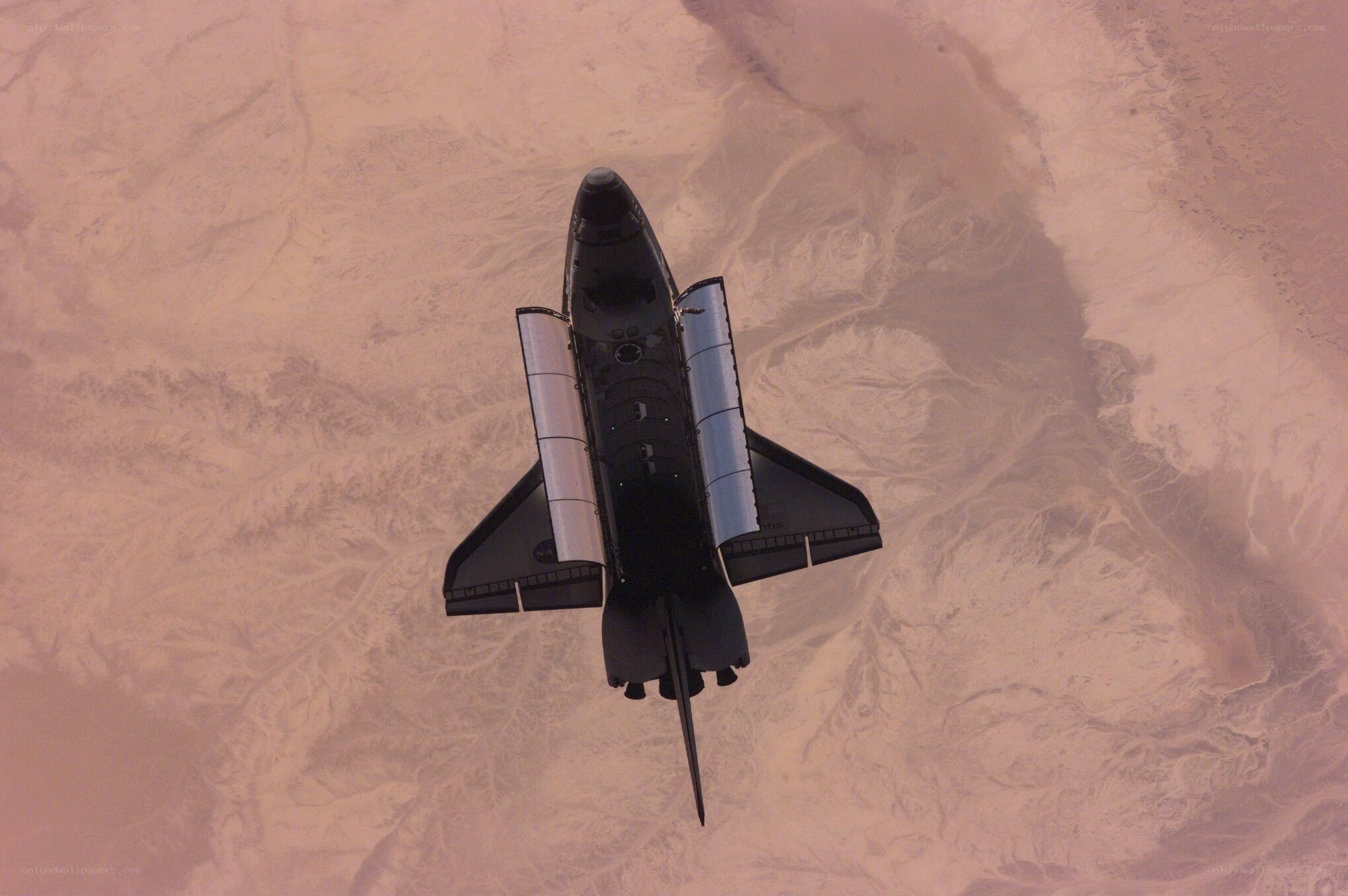 Space shuttle in orbit