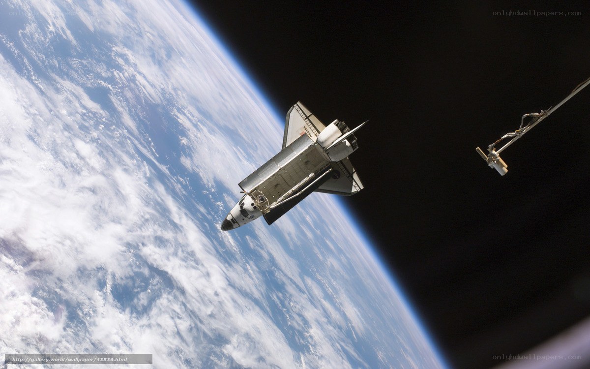 Space shuttle in orbit