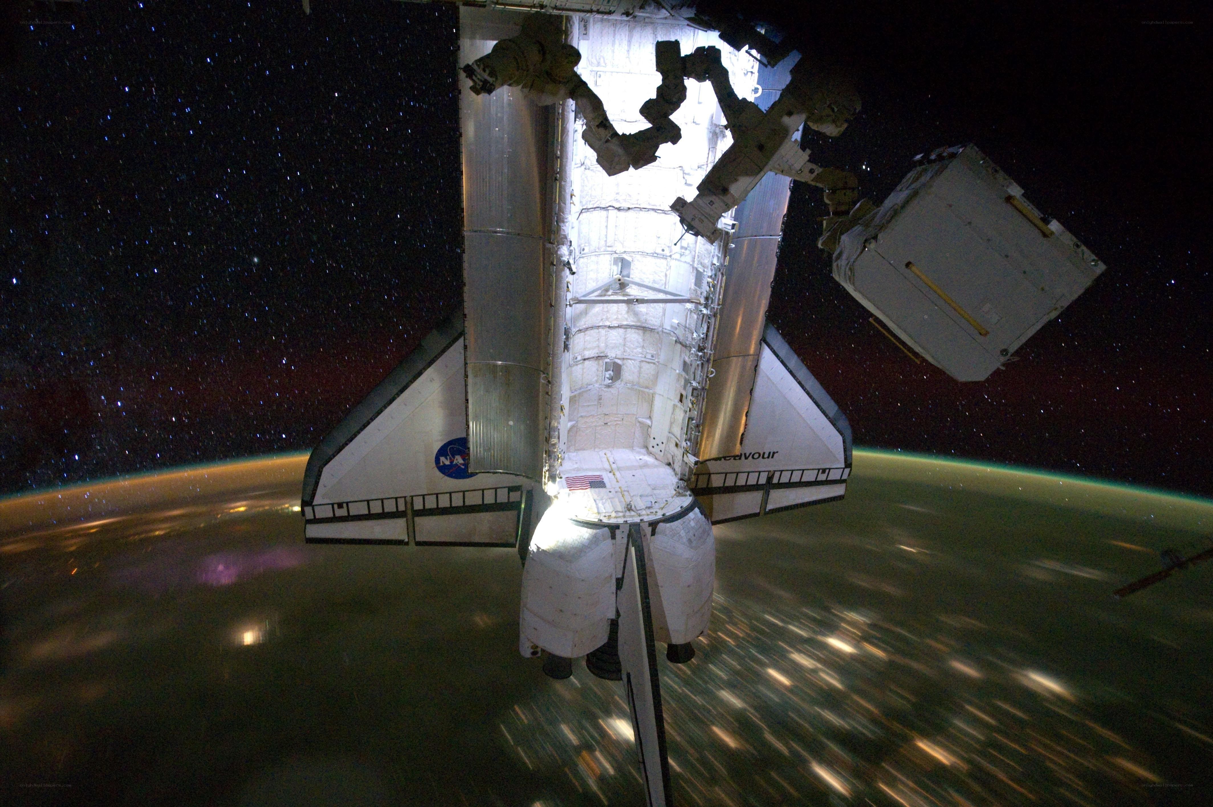Space shuttle in orbit