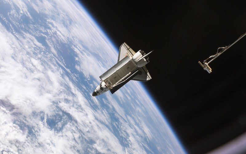 Space shuttle in orbit