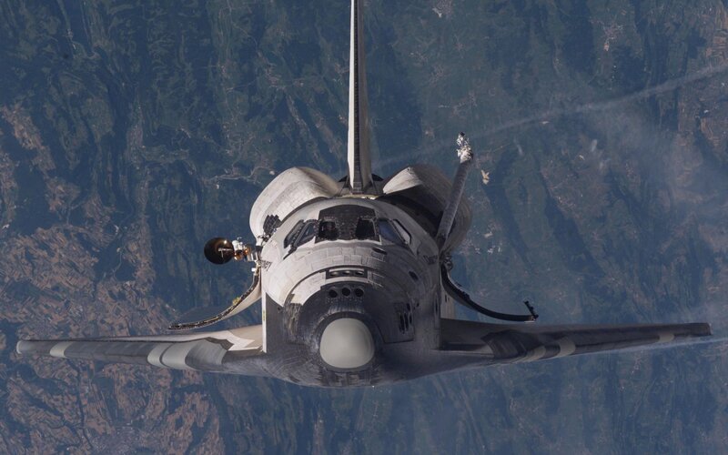 Space shuttle in orbit