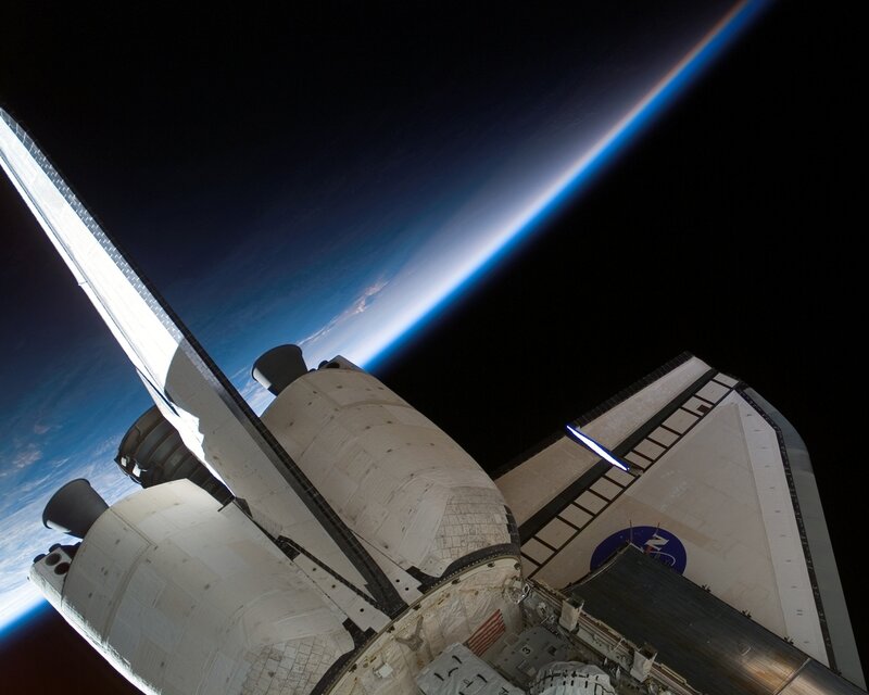 Space shuttle in orbit