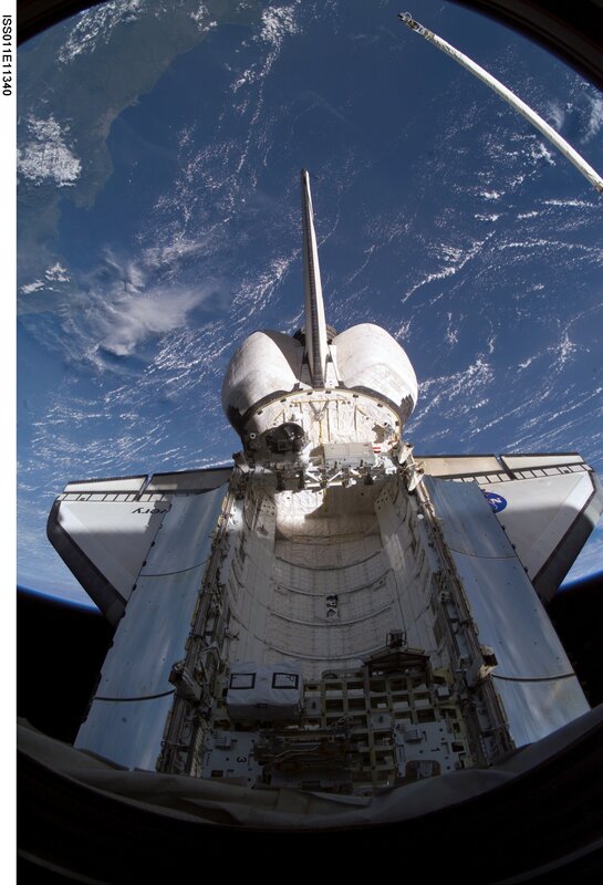 Space shuttle in orbit