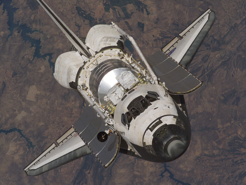 Space shuttle in orbit
