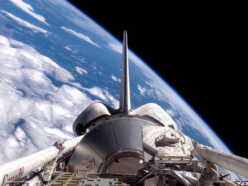 Space shuttle in orbit