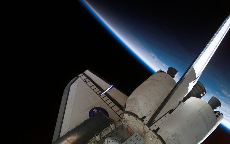 Space shuttle in orbit