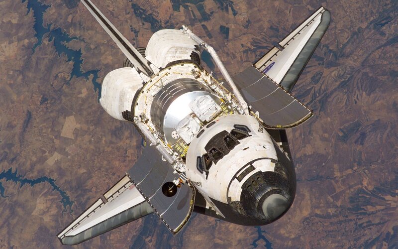 Space shuttle in orbit