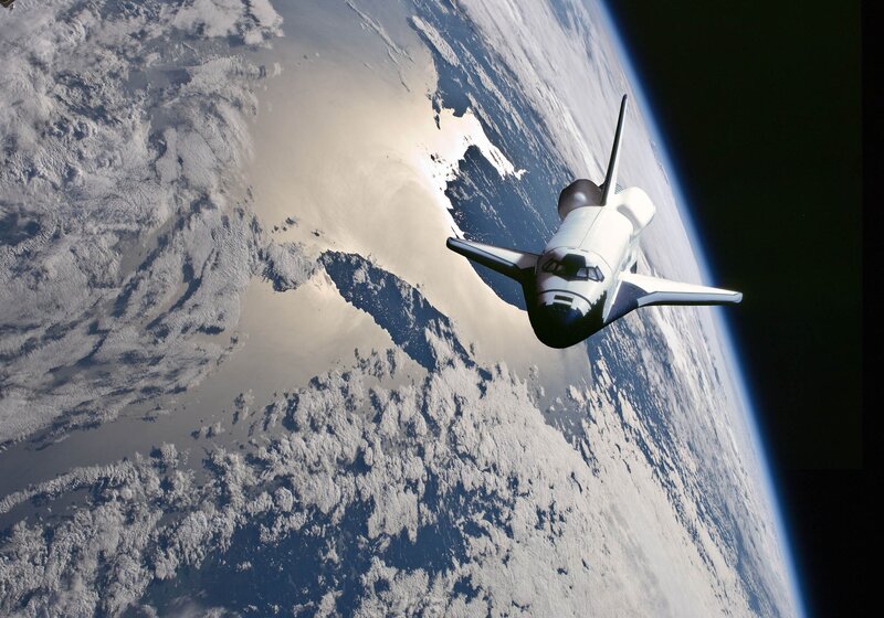 Space shuttle in orbit