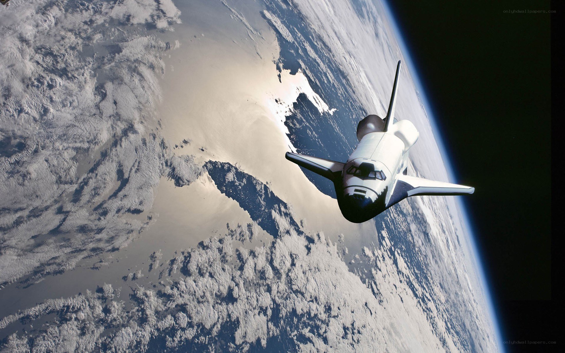 Space shuttle in orbit